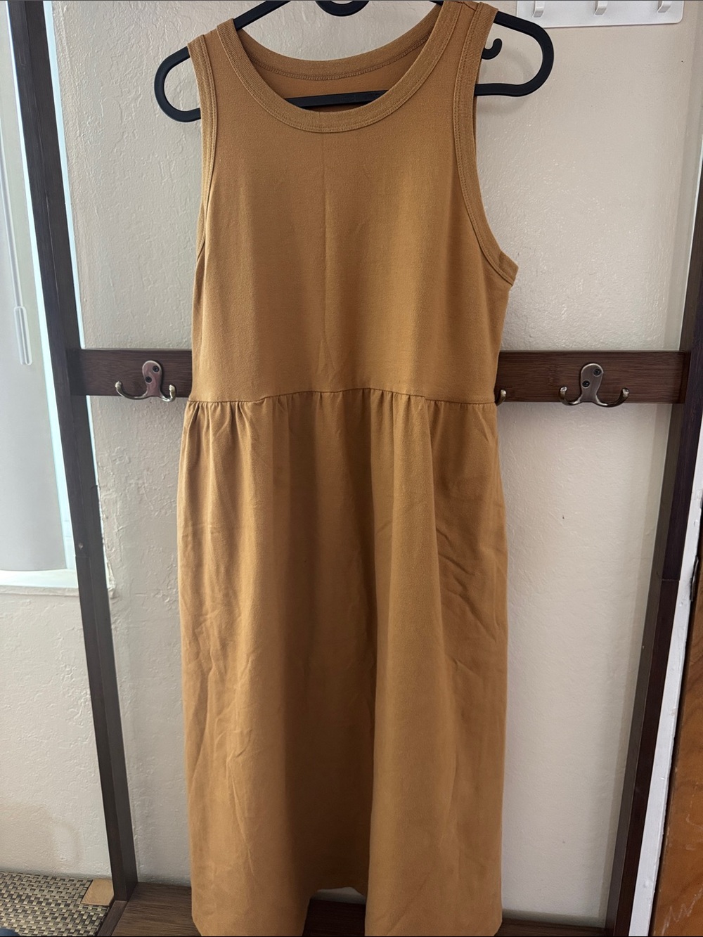 Sleeveless Cotton Midi Dress in Caramel